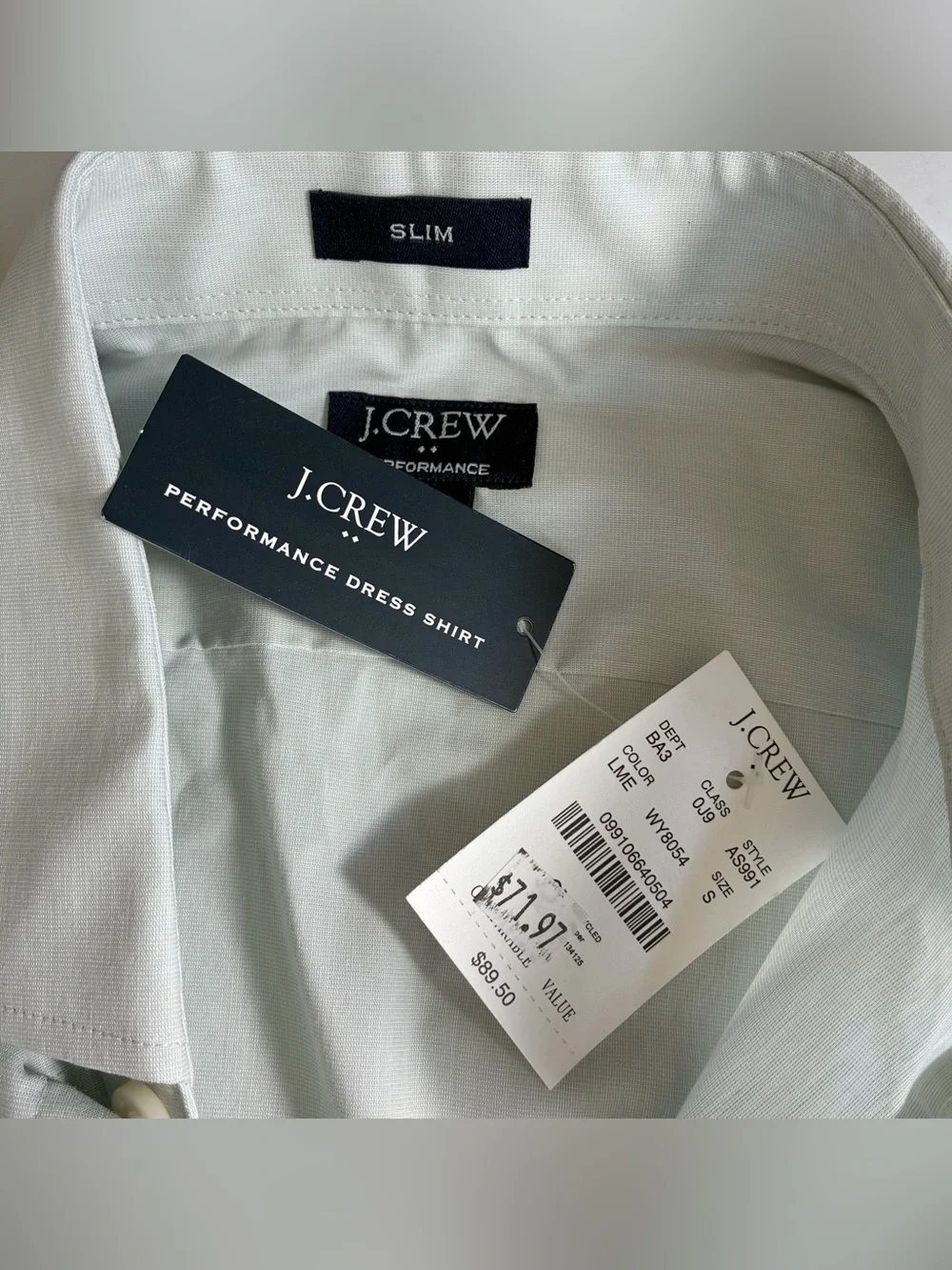J Crew Shirt Men Small Green Slim Performance Stretch Quick Dry Button Up Dress
